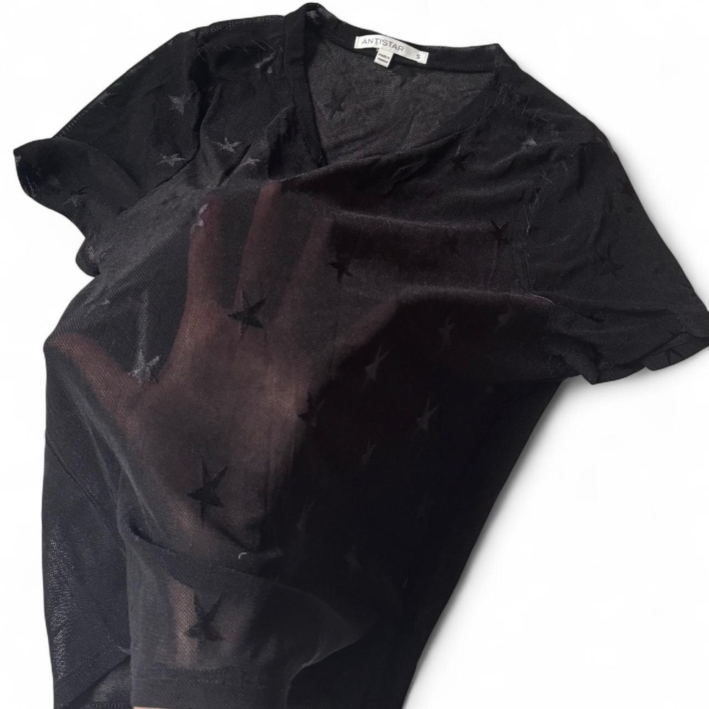 Black Sheer Star Pattern Top